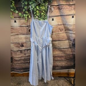 Blue Striped Sleeveless Dress